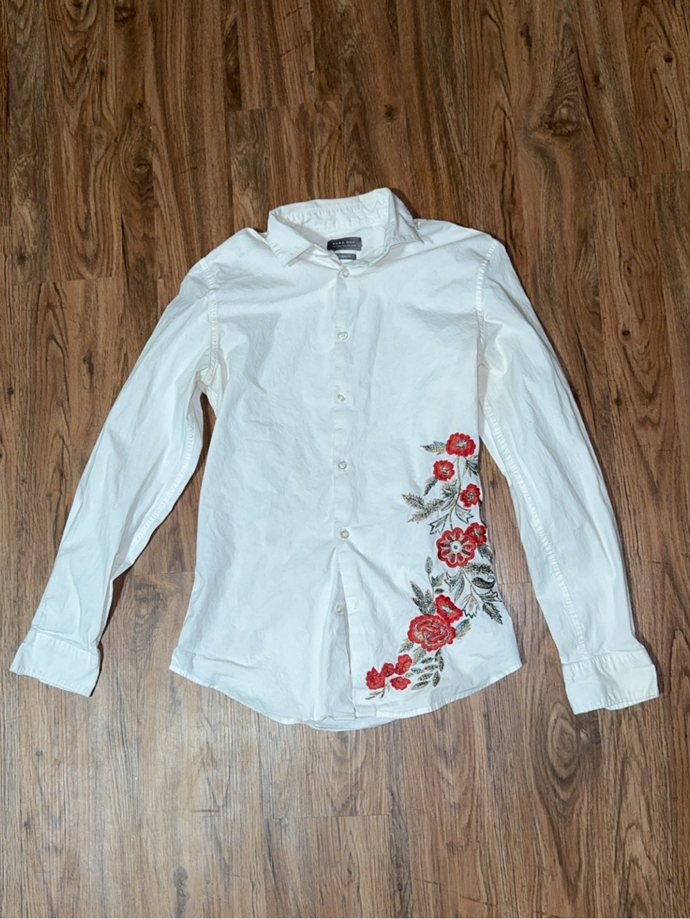 Zara Man White Slim Fit Button-Down Dress Shirt - Size S